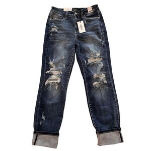Judy Blue mid rise destroyed boyfriend fit jean size 5/27 NWT